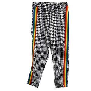 Vintage 90s Black/White Checked Rainbow Striped Cotton Blend Jogger Pants SZ M